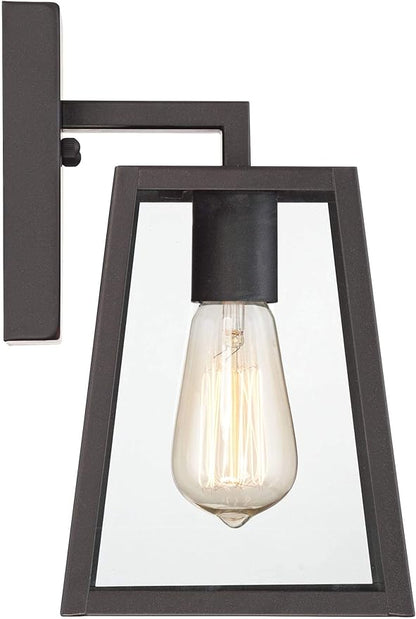 John Timberland Arrington Modern Industrial Outdoor Wall Light Fixture Mystic Black Steel 10 3/4" Clear Glass Panel for Exterior House Porch Patio Outside Deck Garage Front Door Garden Home