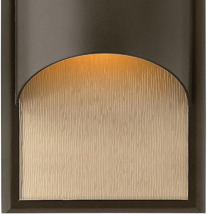 Hinkley Cascade Medium Wall Mount Lantern - Aluminum, 1-Light, Amber Etched Organic Rain Glass, Dark Sky - Bronze Finish