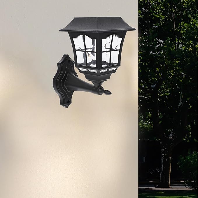 Veemoon 2pcs Solar Yard Lamps Outdoor Solar Garden Lighting Waterproof Warm White Path Lights for Patio Lawn Fence Wall Decor