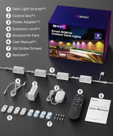 Outdoor Deck Lights 8 Packs, Smart RGBCW Fence Light, 100+ Scene Modes, Dual Lens LED String Lights with | Lumora
