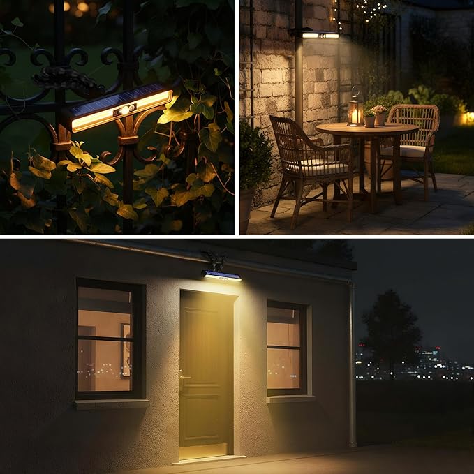 Solar Outdoor Lights with Motion Sensor, 36 LED Waterproof Solar Powered Clamp Lights for Garden, Patio, Pathway, Fence, Yard - 3 Lighting Modes (Warm Light)