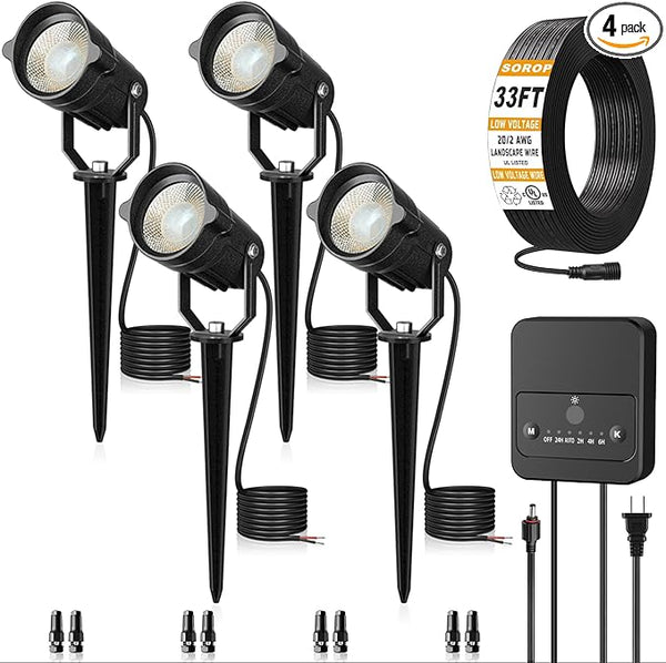 6W Low Voltage Landscape Lighting Kit, Landscape Lights with Transformer 33FT UL-Listed Wire & Connectors, 3000K | Lumora