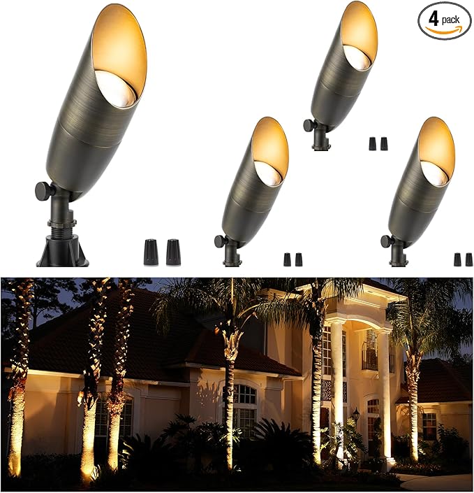 Gardenreet All Brass Landscape Lighting - LED Low Voltage Spotlights Outdoor, 12V Wired Uplights, Spot Lights | Lumora