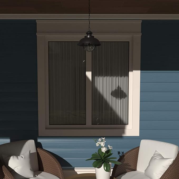 VAXCEL Harwich 1 Light Black Coastal Outdoor Barn Dome Pendant Clear Glass