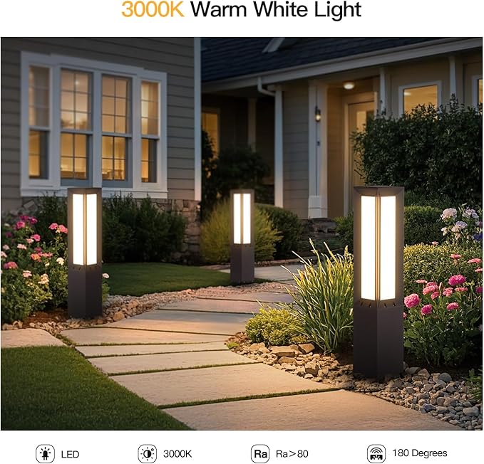 Landscape Path Light Hard Wired, 31.5" Outdoor Pathway Lights AC100-240V, Waterproof Bollard Driveway Lamp, Modern | Lumora