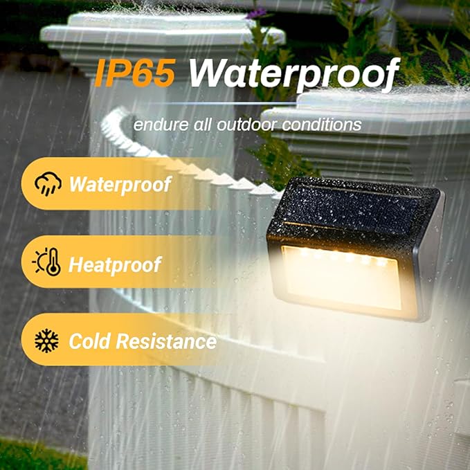 Bright Solar Fence Lights, 12 Pack Outdoor Step Lights, IP65 Waterproof, 3000K Warm-White, Dusk to Dawn Outdoor | Lumora