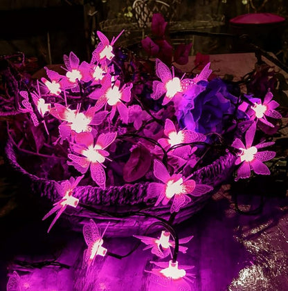 Butterfly String Lights, Waterproof 20FT 30LED Butterfly Solar Light Outdoor Solar Rope Lights Fairy Light Decorative Garden Lights for Cafe Patio Party Garden Wedding (Pink)