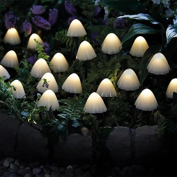 Solar Garden Lights, Garden Decor Solar Mushroom Lights Outdoor Waterproof - 20 Pack 8Modes
