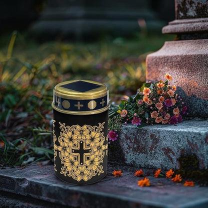 Solar Garden Lights for Cemetery Solar Lights Outdoor Garden, Cross Eternal Lights for Cemetery Grave Decorations