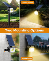 btfarm 2 Pack Solar Spot Lights Outdoor Waterproof IP65, 52 LED Landscape Lights 3 Lighting Modes, Spotlights | Lumora