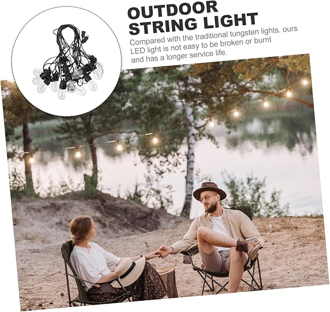 Veemoon 15m Led String Lights for Outdoor Camping High Voltage Fairy Lights LEDs for Garden Party and Tent Decoration Us