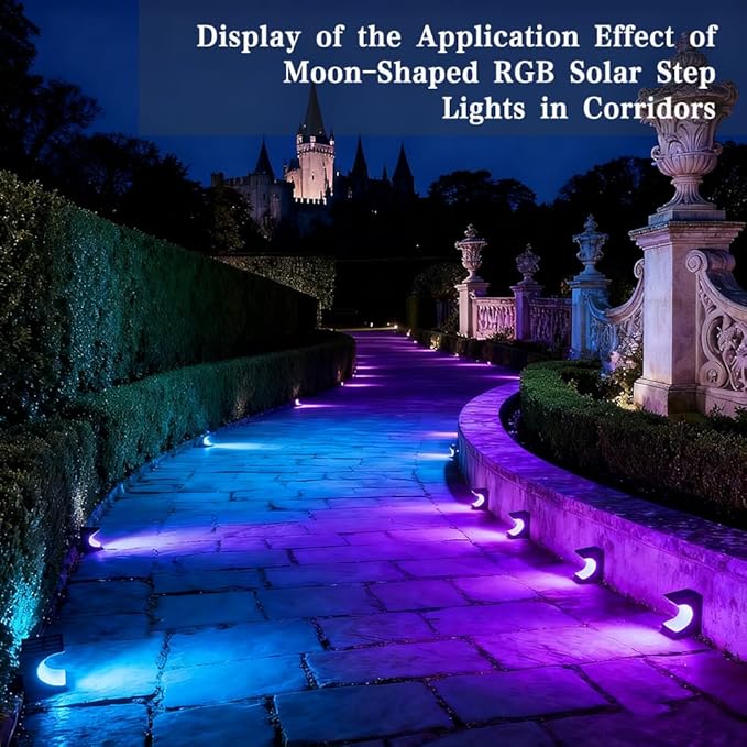Solar Step Lights 8 Pack, Stair Lights Outdoor Waterproof, LED Step for Outside, Outdoor Solar Powered Step Lighting for Patio Decor, Deck, Porch, Front Door, Walkway (RGB Color Changing)