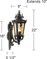 John Timberland Casa Marseille Vintage Outdoor Wall Light Fixture Veranda Bronze Scroll Frame 22" Champagne | Lumora