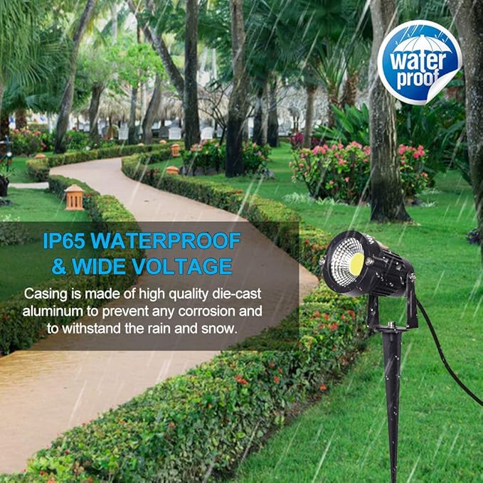 LED Landscape Spotlight Outdoor,IP65 Waterproof Garden Spotlights,5W AC 120V Yard Flood Light,Metal Ground Stake | Lumora