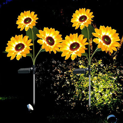Solar Sunflower,Waterproof Pathway Lighting - Outdoor Sunflower Lights,for Backyard Patio Driveway Walkway Lawn Flowerbed Garden Trees Yard Porch
