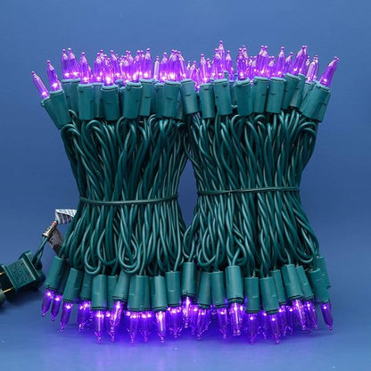 200 Count Purple LED Christmas Lights, 66 ft Green Wire UL Certified Commercial Grade Holiday String Light Set (Purple)