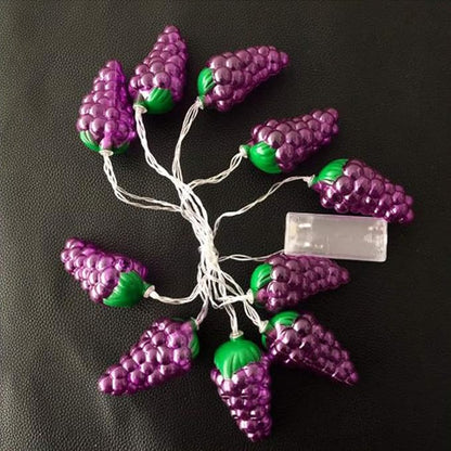 Fruit String Lights Battery Powered Indoor Outdoor Lighting Lamp Strawberry/Grape/Watermelon/Lemon/Banana for Wedding Home Birthday Garden Yard Patio Party Decorations (Grape)