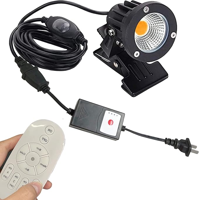 Kiven Plug-in Timed LED Outdoor IP65 Waterproof Spotlight with 9.84ft Power Plug Cord, Stepless Dimming Color Changing Remote Control Indoor Desk Lamp, Smart Control Color Changing Flood Light-5W