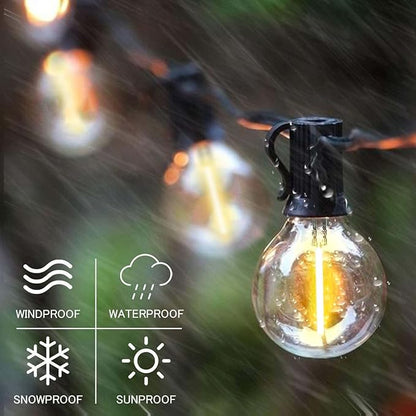 SUNTHIN 100ft Solar String Lights, USB Rechargeable Solar Outdoor Lights with 48 Waterproof & Shatterproof G40 LED Bulbs for Patio, Porch, Garden, Deck, Bistro, Cafe, Camping