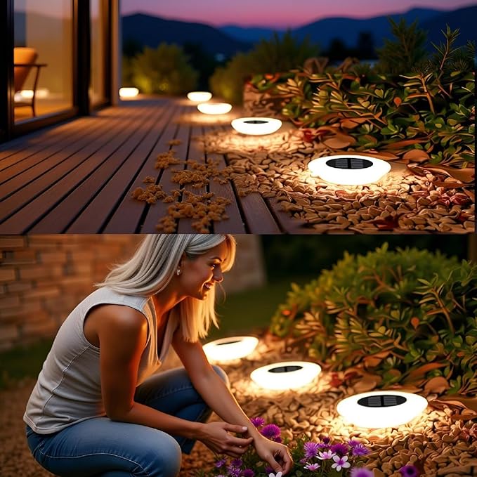 ASLIDECOR Solar Ground Lights Outdoor，Solar Garden Light Landscape Lighting 8 Pack 14 LED Waterproof LED Path | Lumora