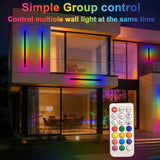 RGB Outdoor Wall Lights, Ip65 Waterproof Linear Led Modern Wall Sconce, 7 Colors and 358 Light Effects, Dimmable | Lumora