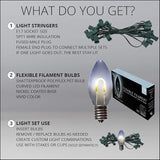 15' FlexFilament LED Cool White C9 Christmas Lights Outdoor String Lights, Shatterproof Edison Bulb String Lights | Lumora