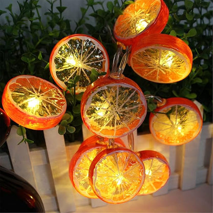 Fruit String Lights Battery Powered Indoor Outdoor Lighting Lamp Strawberry/Grape/Watermelon/Lemon/Banana for Wedding Home Birthday Garden Yard Patio Party Decorations (Orange Lemon)