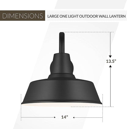 Sea Gull Lighting 8737401-12 Barn Large One Light Outdoor Wall Lantern Outside Fixture, Black