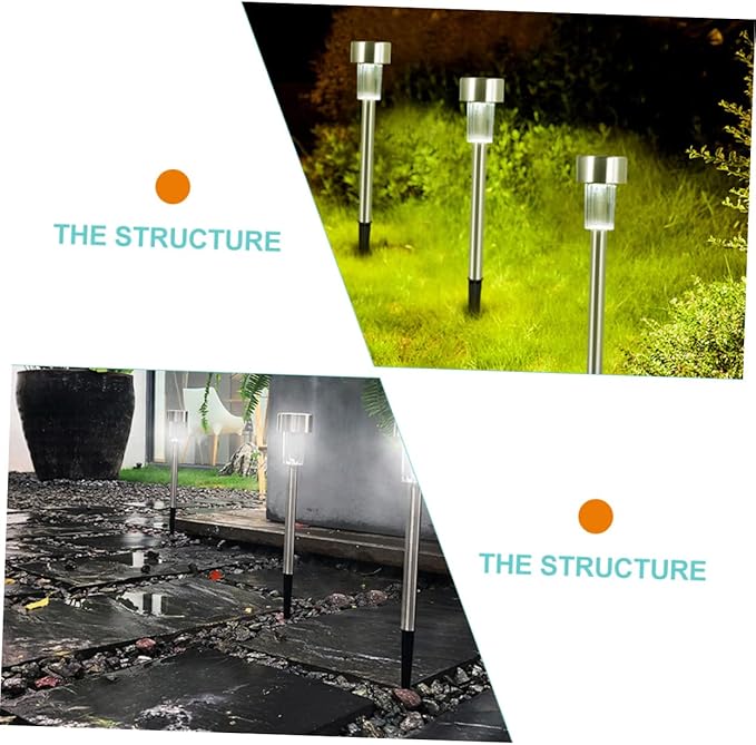 ibasenice 6pcs Solar Path Lights Durable Stainless Steel Landscape Lamp for Outdoor Garden and Driveway Decoration Design for Easy Ground Installation