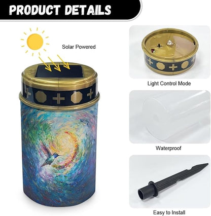 Hummingbird Cemetery Solar Lights Waterproof Energy Saving Solar Garden Lights Remembering Loved Ones Love Pets Grave Memorial Lights for Cemetery Garden Courtyard Paths