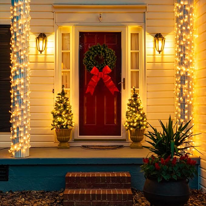 JMEXSUSS Connectable Warm White Christmas Lights Indoor Outdoor, 91.5ft 250 LED Christmas String Lights, 8 Modes Twinkle String Light Plug in for Tree Party Decoration