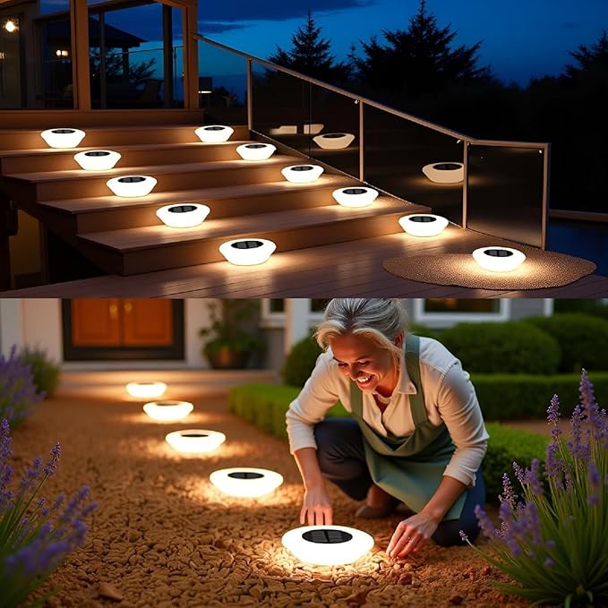 ASLIDECOR Solar Ground Lights Outdoor，Solar Garden Light Landscape Lighting 8 Pack 14 LED Waterproof LED Path | Lumora