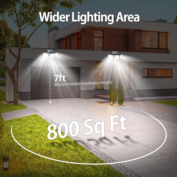 2 Pack 180 LED Solar Flood Light Outdoor,Motion Sensor Outdoor Lights,IP65 Waterproof,3 Adjustable Heads Outdoor | Lumora