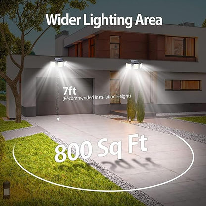 2 Pack 180 LED Solar Flood Light Outdoor,Motion Sensor Outdoor Lights,IP65 Waterproof,3 Adjustable Heads Outdoor Solar Lights,Solar Lights for Outside Fence Driveway Walkway