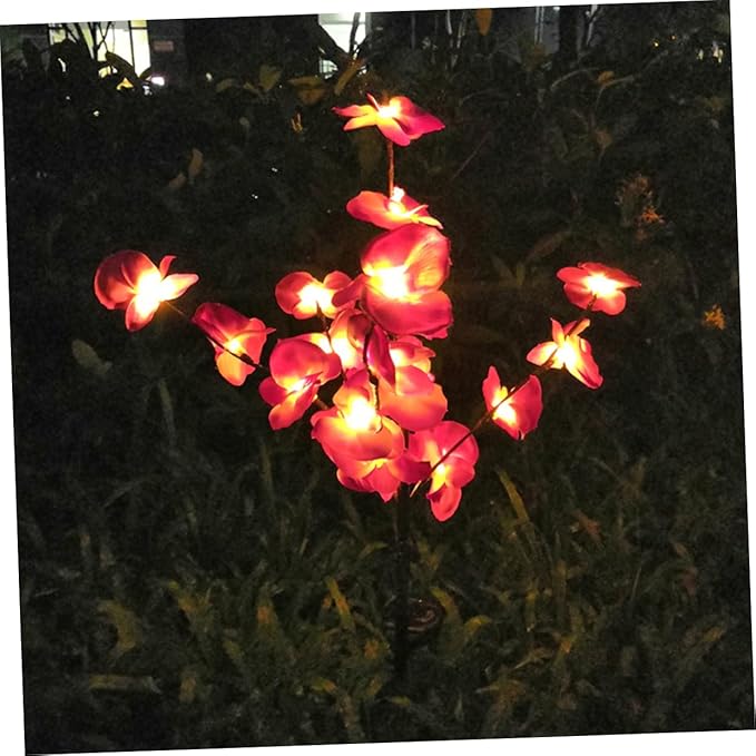 2pcs Solar Garden Light Orchid Shape Outdoor Decorative Solar Pathway Lamp for Driveway and Landscape Purple Energy Saving Easy Installation Design