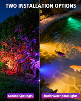 CORESLUX Solar Spot Lights Outdoor Waterproof IP68, 3-in-1 LED Color Changing Solar Landscape Lights, 2 Light Modes | Lumora