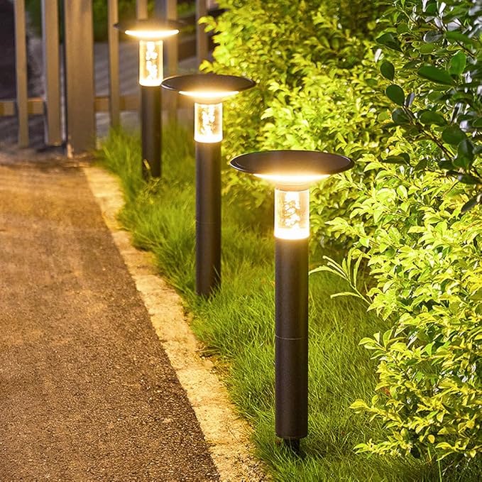Solar LED Pathway Light Auto On/Off Landscape Lighting Die-cast Aluminum Rustproof Garden Path Light Outdoor IP65 Waterproof Solar Bollard Lights for Yard Doorway Patio Balcony