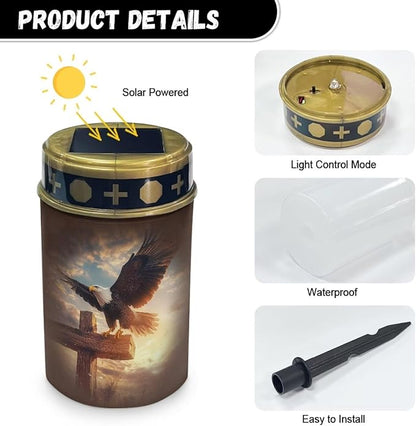 Eagle Solar Lights Outdoor Landscape Lighting Cross for Cemetery Garden Path Park Yard Path Lights Home Decoration