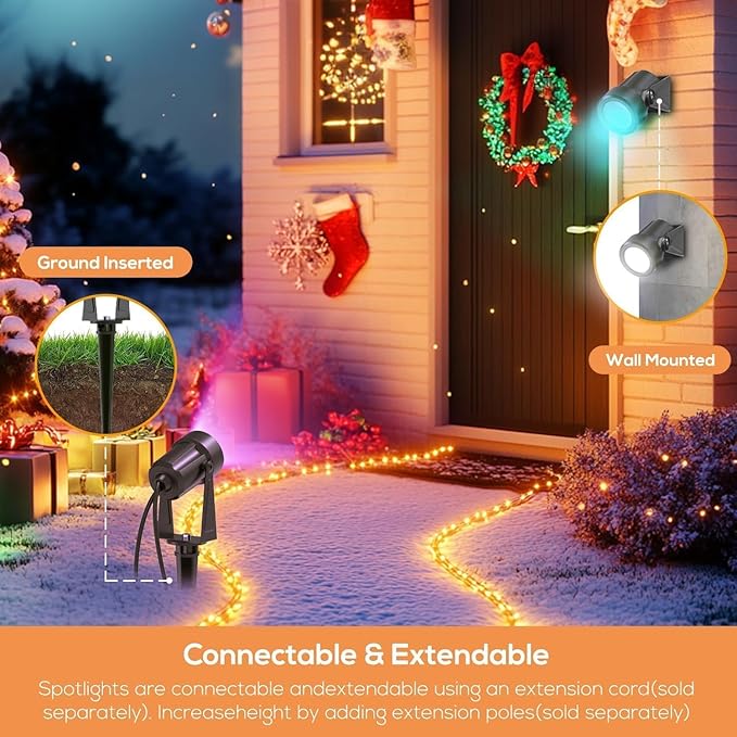 SUNTHIN Outdoor Landscape Lighting with Remote, RGBW Color Changing Spot Uplights, 16 Pack | Lumora