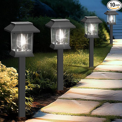 EXCMARK 10 Pack Solar Lights for Outside Walkway Pathway Driveway Outdoor Waterproof Led Landscape Lighting for Garden Yard Decor. (Cool White Light, 10)