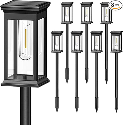 KOOPER Solar Pathway Lights Outdoor 8 Pack, 2X Bigger Solar Outdoor Lights, Bright Solar Garden Lights Waterproof, Auto On/Off Outdoor Solar Lights for Yard Landscape Path Lawn Patio Walkway
