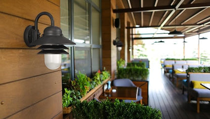 Solus S75VC Nautical Outdoor Wall Light Fixture – Black or White – Composite & Clear Acrylic Lens, LED Bulb Included, Non-Corrosive, Made in USA, (Black, Warm White (3000K), Single Pack)