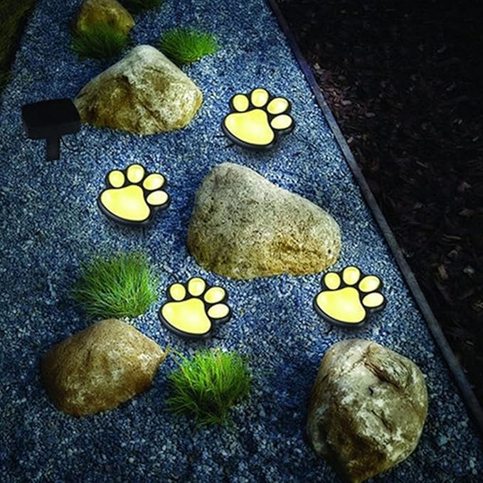 Generic Paw Print Solar Light, Outdoor, Warm Light, Waterproof, 4 in 1, Pathway Lighting for Patio, Lawn, Yard