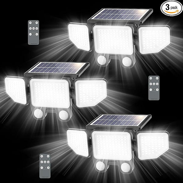 Onforu Solar Lights Outdoor, 3000LM Motion Sensor Security Flood Lights with Remote Control, 3 Modes, IP65 | Lumora