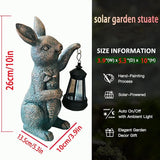 Solar Garden Statues -Rabbit Lantern Outdoor Handmade Resin Statue with LED Light, Cute Carrot Holder for Patio | Lumora