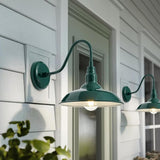10'' Dome Outdoor Gooseneck Barn Light Fixture with Wall Mount, Green Exterior Porch Barn Door Lighting, Farmhouse | Lumora