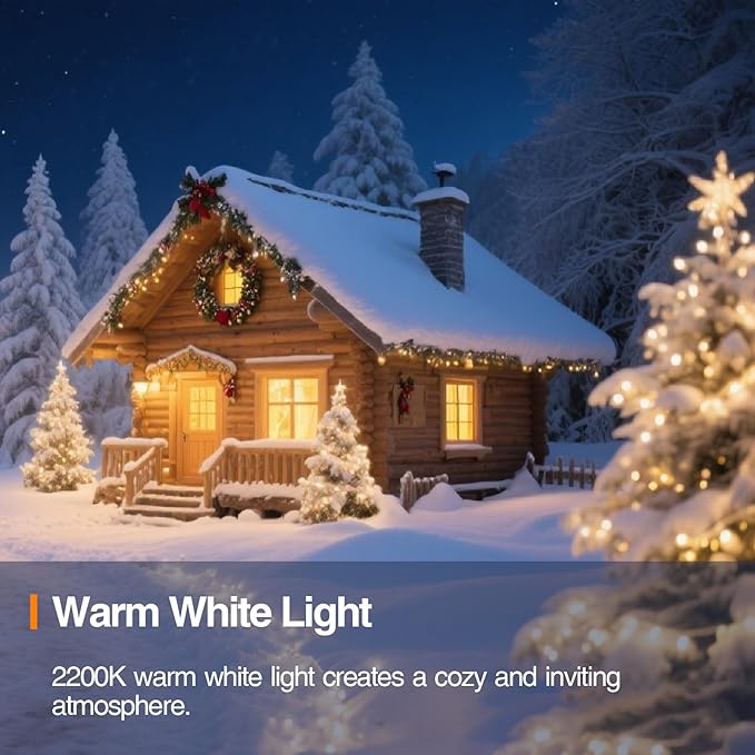 C7 Outdoor Christmas Lights, 25FT Warm White Vintage String Lights with 27 Clear Bulbs for Patio, Garden, Eaves, Waterproof Connectable, Classic Incandescent Glow