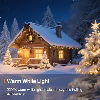 C7 Outdoor Christmas Lights, 25FT Warm White Vintage String Lights with 27 Clear Bulbs for Patio, Garden, Eaves, Waterproof Connectable, Classic Incandescent Glow