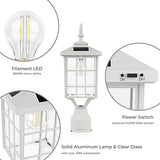 Kemeco ST4224Q-W Solar Post Light Outdoor Led Squared Frame Fixture with 3" Pier Mount Base for Garden Street Pole | Lumora