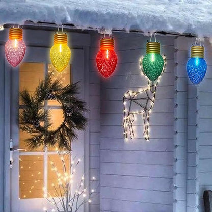 SUNSGNE Jumbo Christmas Hanging String Lights 16FT Large Xmas Lights with 10 Count 5'' LED Giant Multicolor Bulbs, C7 Big Bulb Vintage Christmas Light for Indoor Outdoor Roof Yard Decor, Green Wire